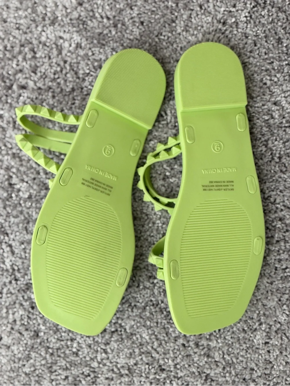 Steve Madden Neon Lime Pyramid Stud Slide Sandals
